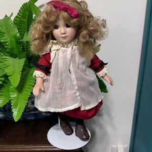 Classic Red and White Doll with Curly Hair